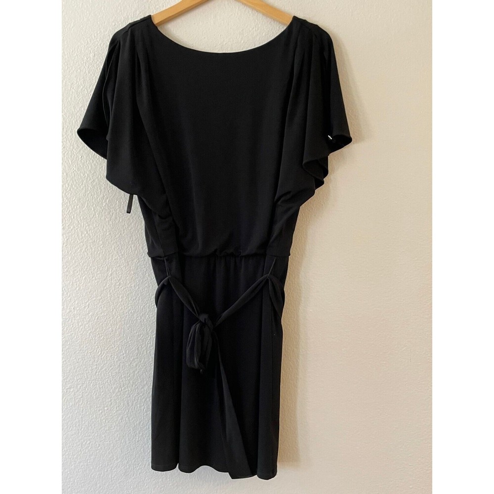 White House Black Market Blouson Dress Size M Batwing Split Sleeve Belted V-Back